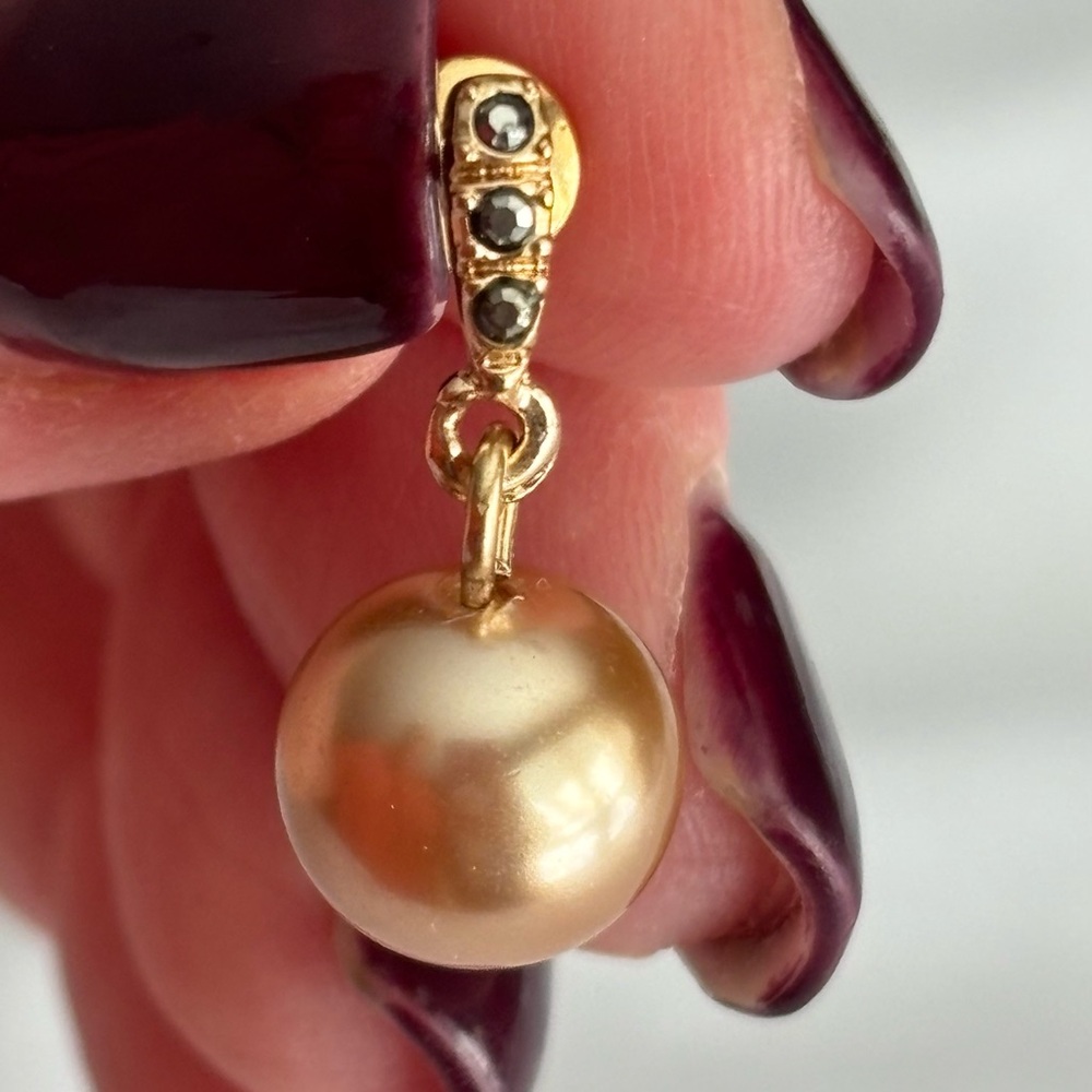Champagne Faux Pearl Jewelry Set Necklace Bracelet Earrings - Picture 7 of 8